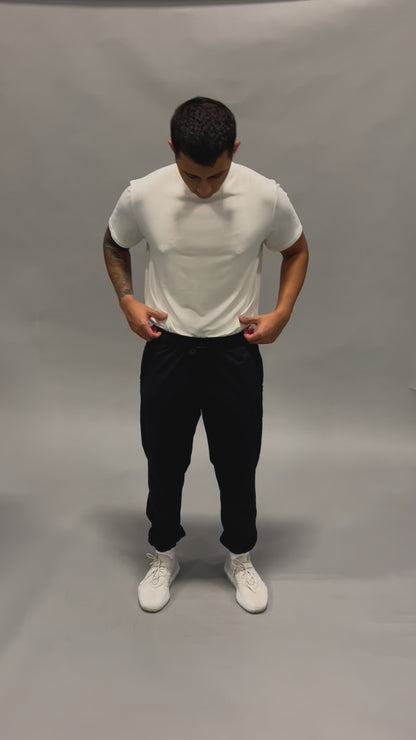 Male modeling the ALL IN ALL Supernatural Collection Bamboo shirt and Supernatural II jogger